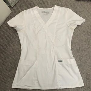 White scrub top